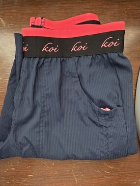 Koi Navy Scrub Bottoms with Pink Accent Waistband XS